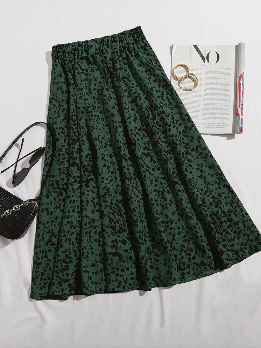 Floerns Green Printed A-Line Skirt
